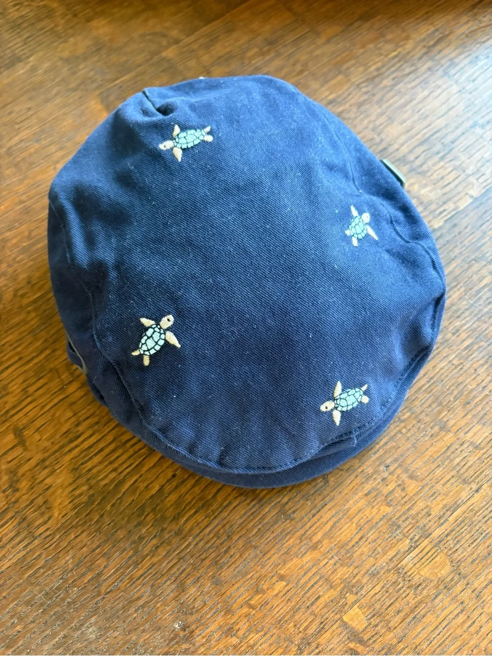 Janie and Jack Navy Blue Kids Newsboy Cap with Turtle Embroidery